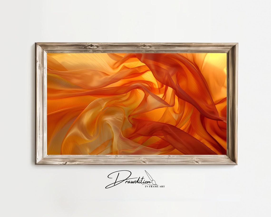 Orange Silk Waves Abstract 3D Warm Textured Modern Vibrant Poster