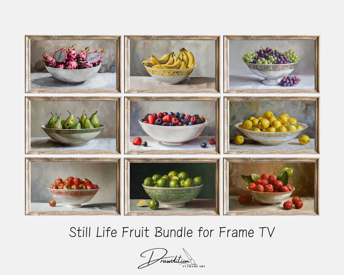 Still Life Fruit Bundle 9 Vintage Paintings Kitchen Gallery Wall Art