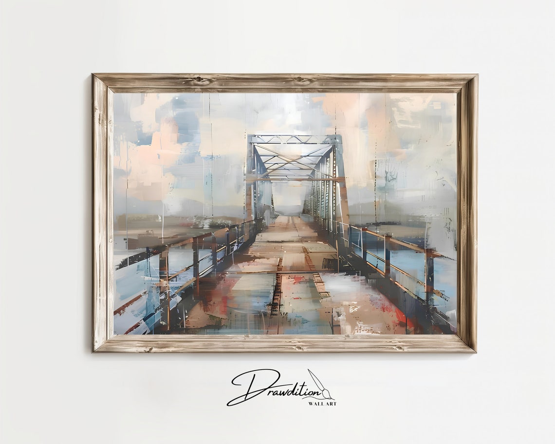 Industrial Steel Bridge Abstract Cityscape Mixed Media Poster