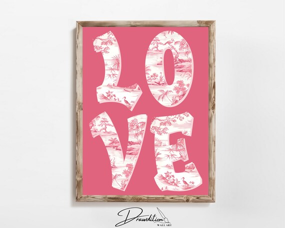 Love Wall Art Love Print Heart Artwork Teen Wall Art Trendy Wall Art Coral Preppy Poster Heart Dorm Decor Beach Decor