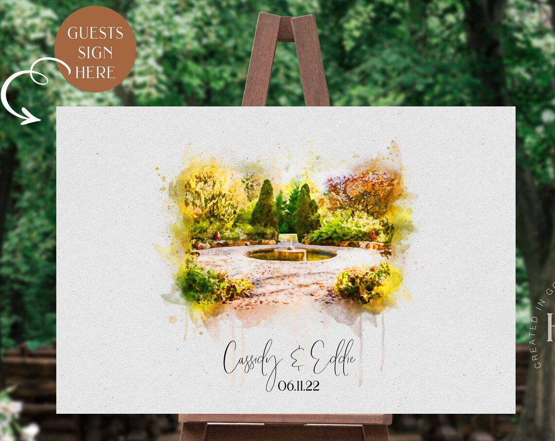 Wedding Venue Sketch Portrait, Guest Book Alternative