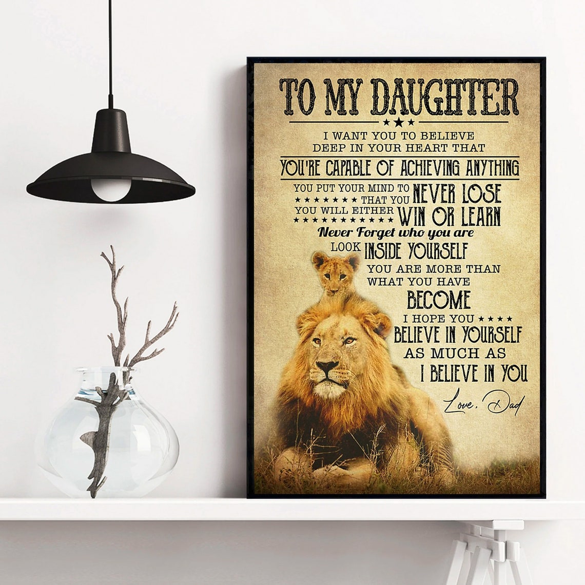To My Daughter Lion Cub From Dad Believe In Yourself Gift Poster - Image 4