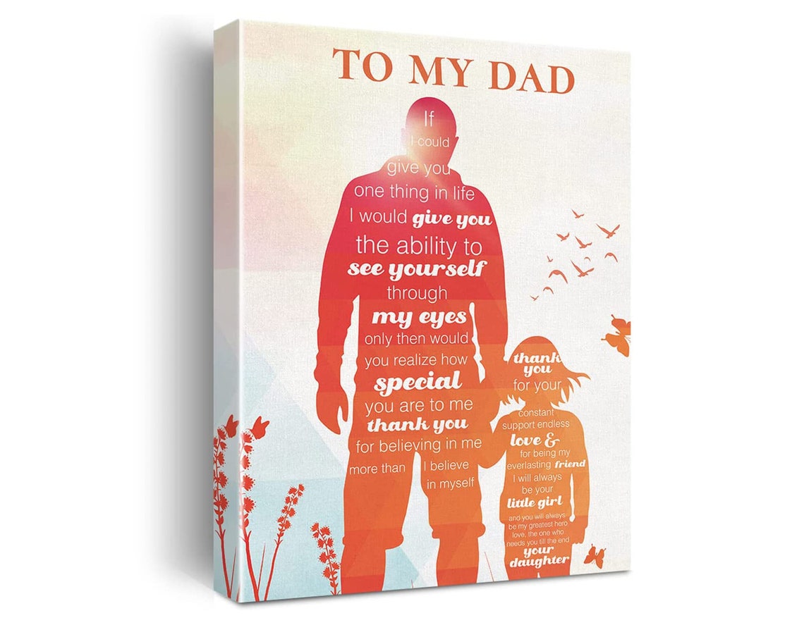To My Dad Watercolor Father Daughter Silhouette Thank You Gift Poster