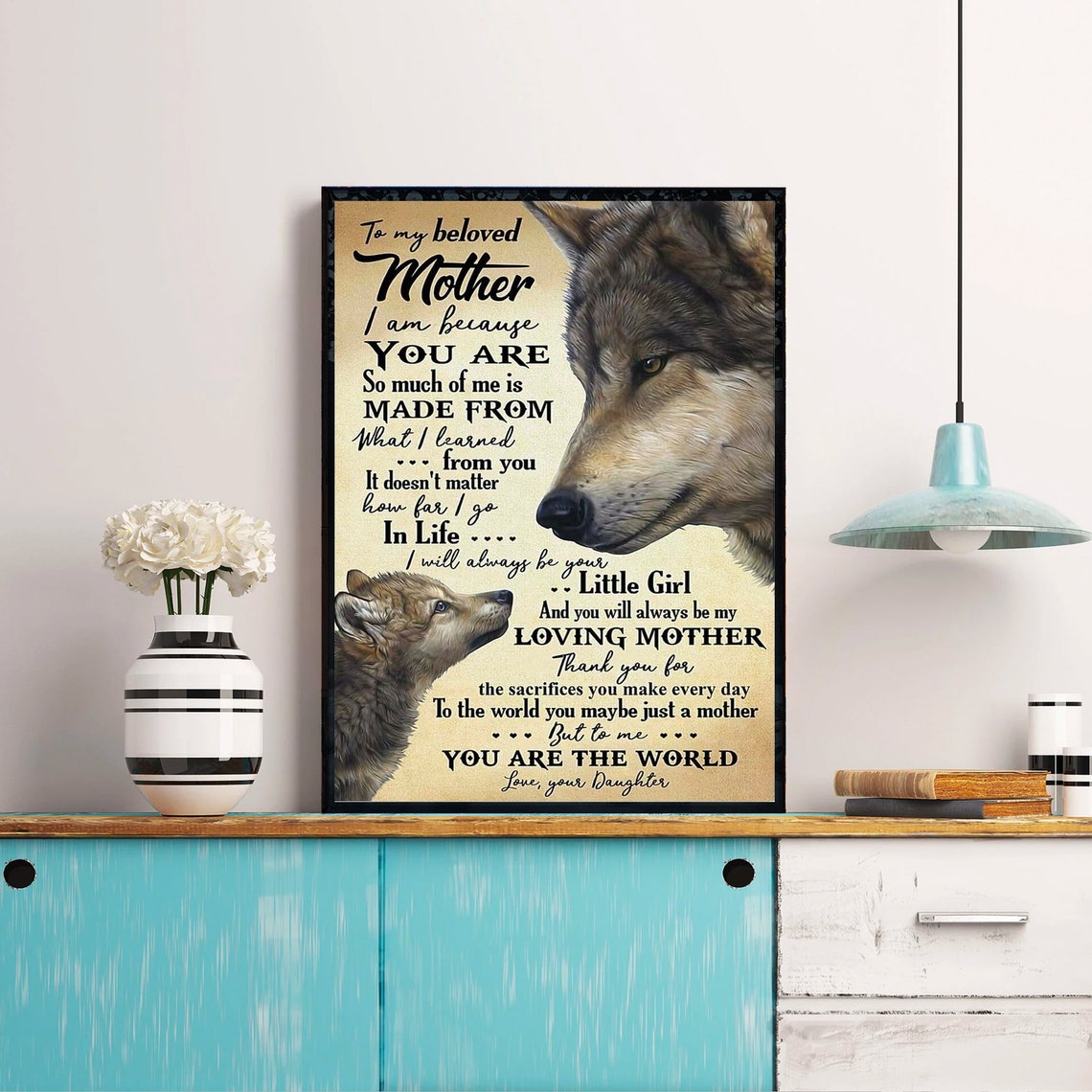 Wolf Mother And Pup 'To My Beloved Mother' Love Letter Poster - Image 3