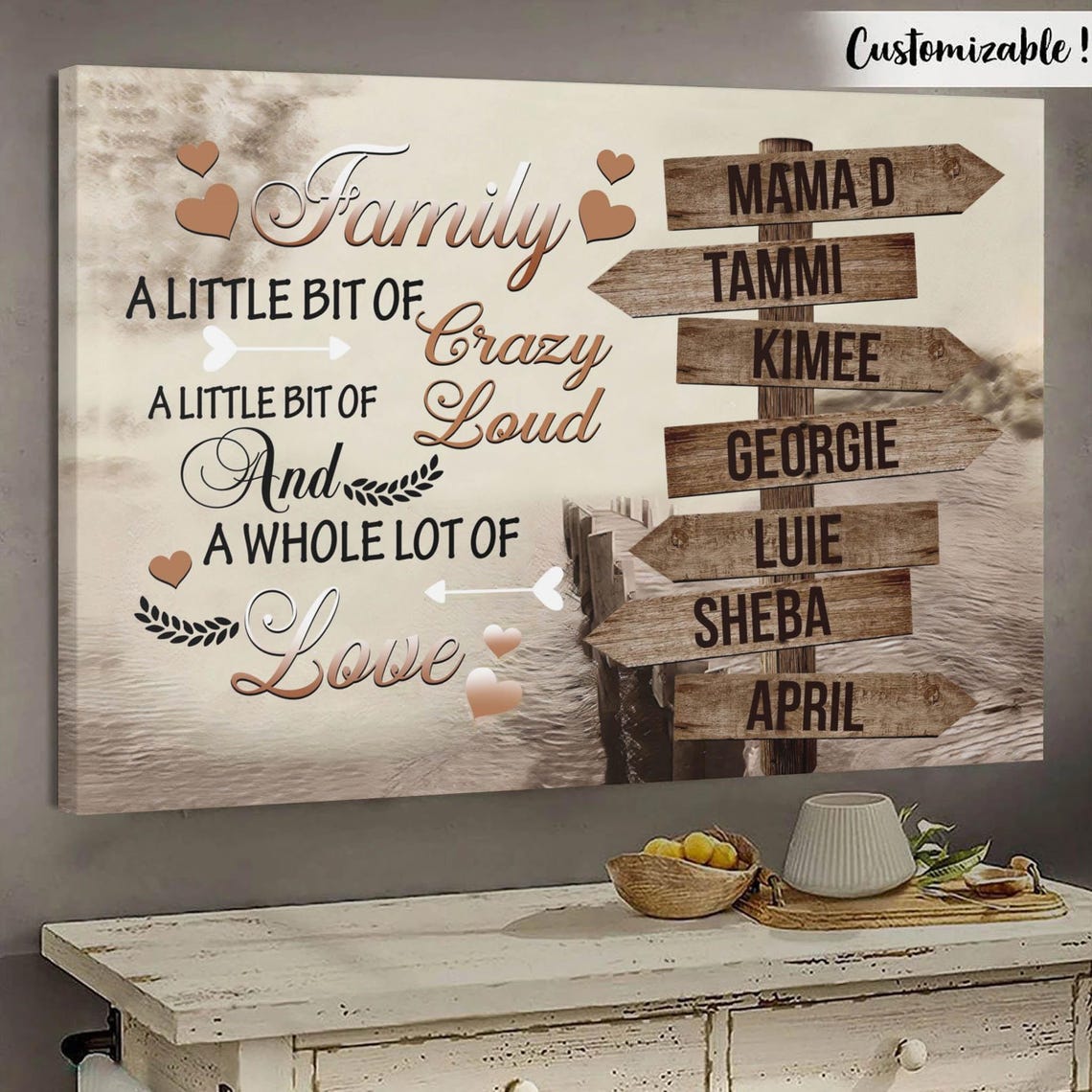 Family a Little Bit of Crazy a Whole Lot of Love Sign Poster - Image 4