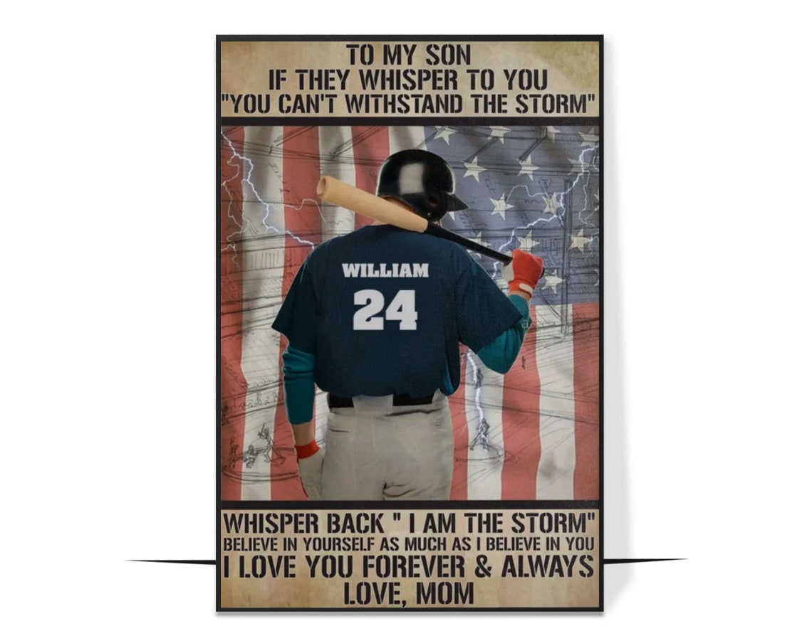 Personalized To My Son Baseball Baseball Lovers Gift For Sons Boyfriends Baseball Players Baseball Print