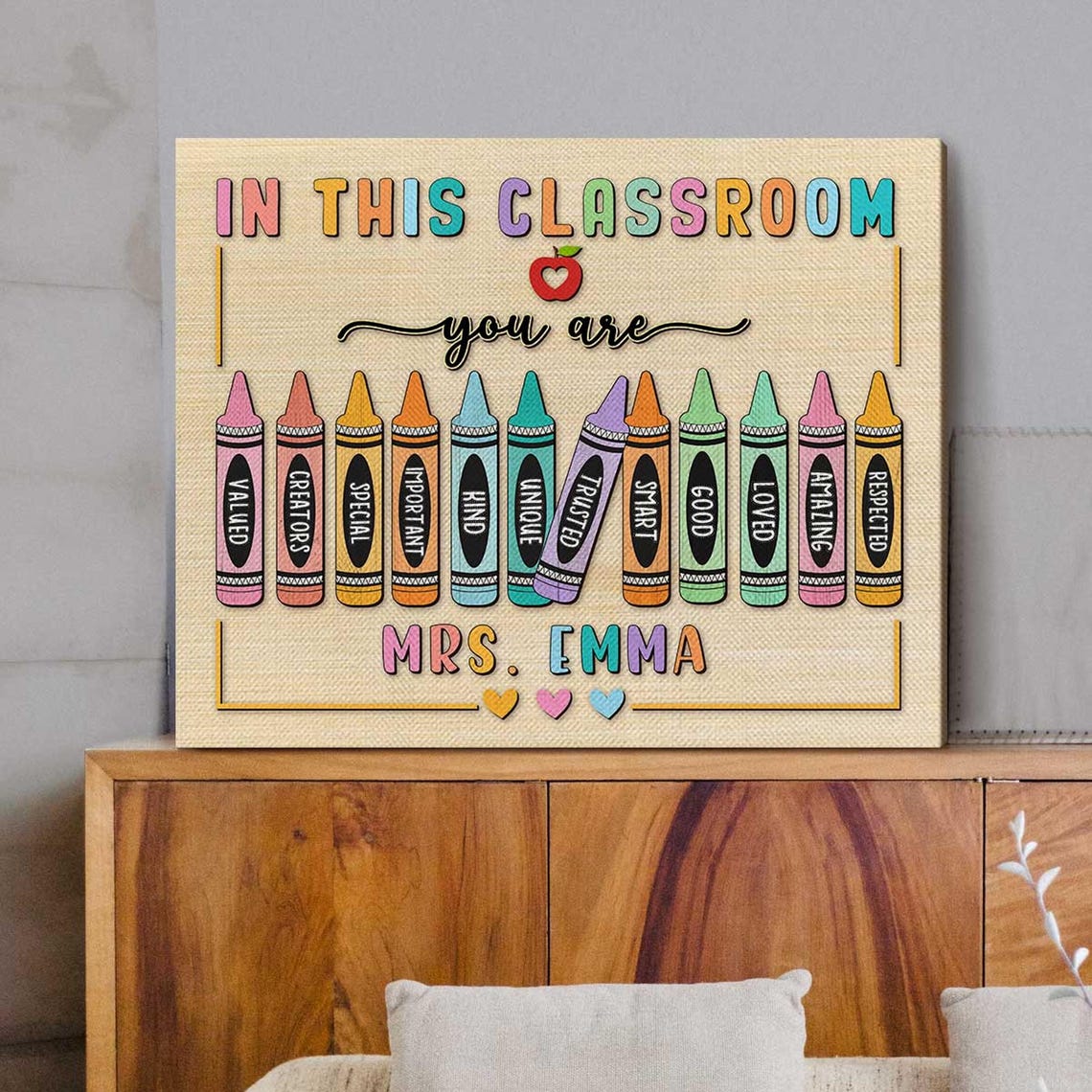 In This Classroom You Are Personalized Teacher Crayon Poster - Image 4