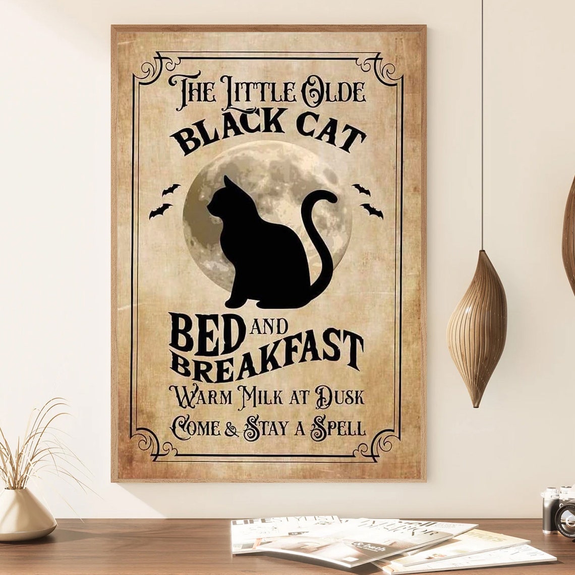 The Little Olde Black Cat Bed And Breakfast Full Moon Sign Poster - Image 4