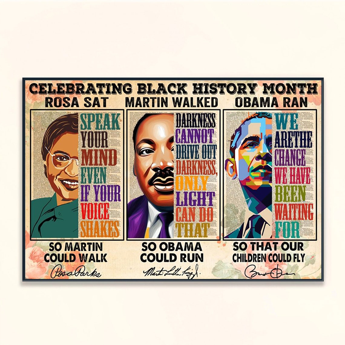 Celebrating Black History Month Rosa Parks MLK Obama Legacy Poster