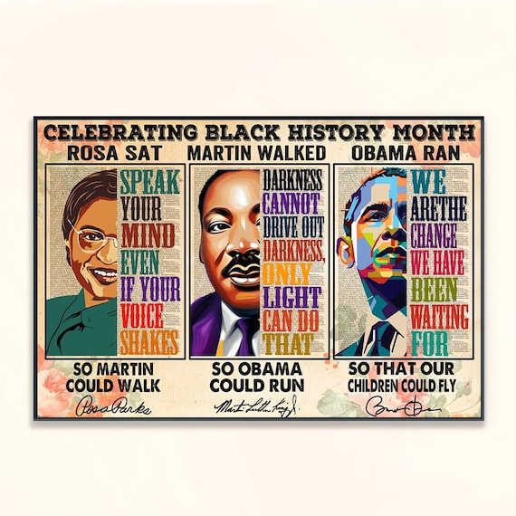Celebrating Black History Month Rosa Parks MLK Obama Legacy Poster