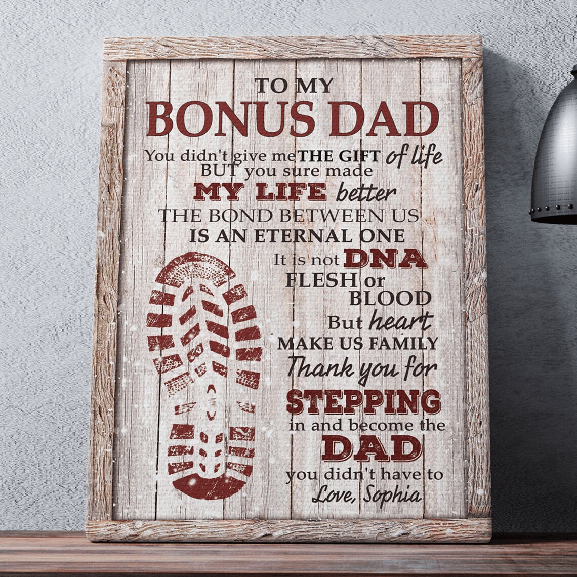Customized Funny Stepdad Footprint Gift, Fathers Day