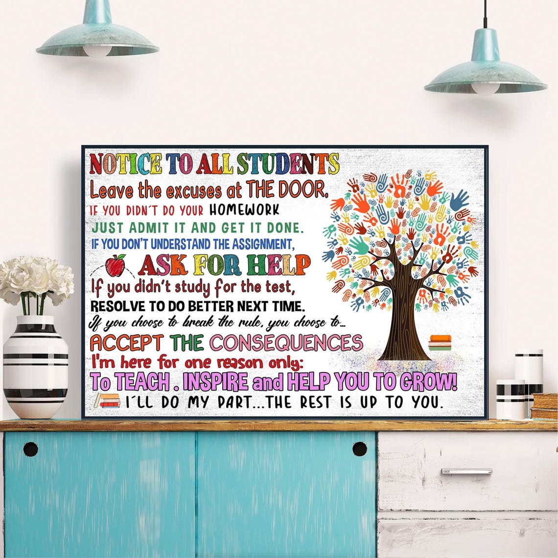 Notice to All Students Leave Excuses at the Door Classroom Poster - Image 3
