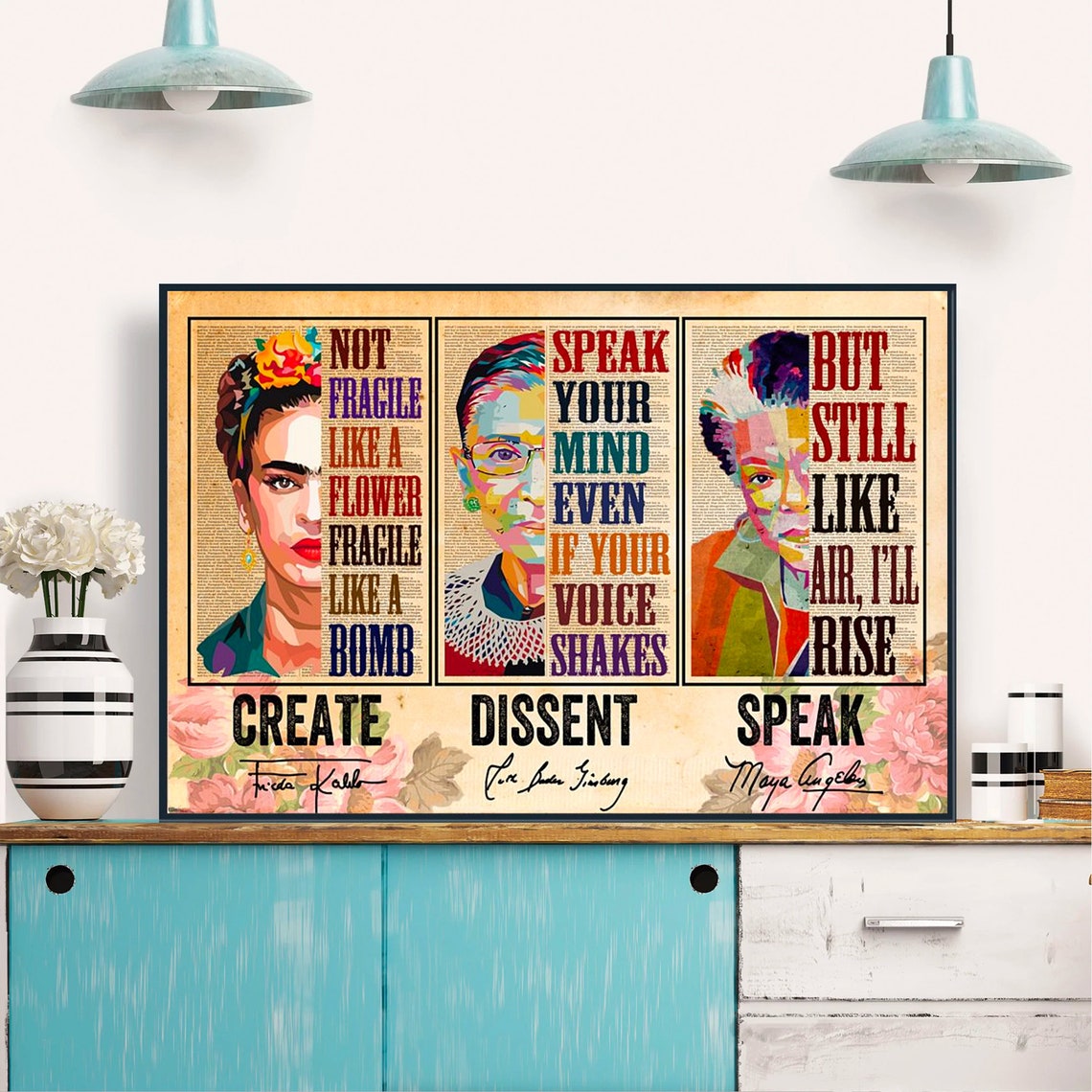 Create Dissent Speak Feminist Icons Pop Art Portrait Tribute Poster - Image 3