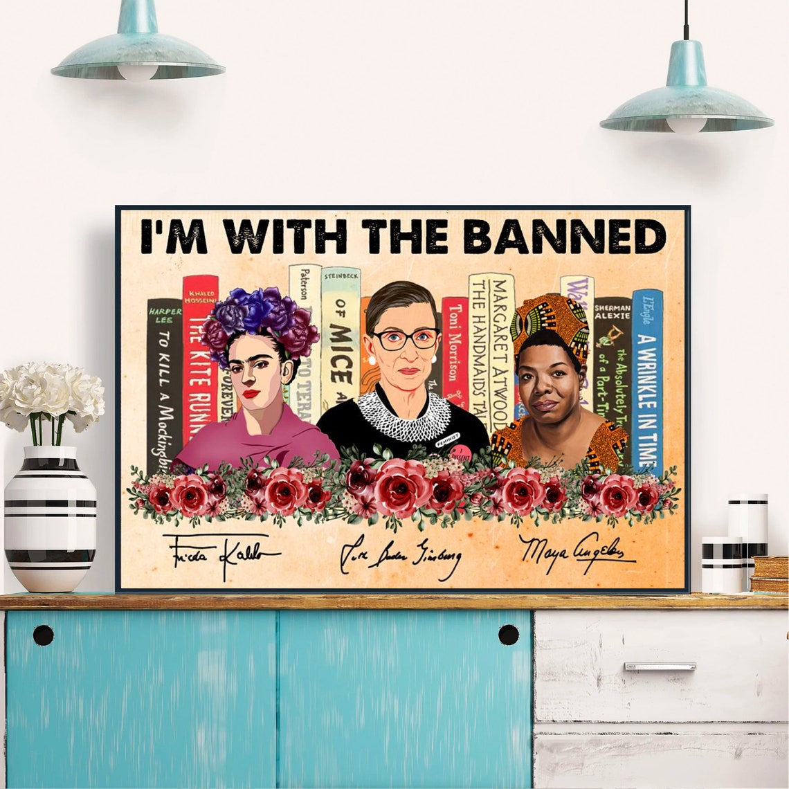I'm With The Banned Books Literary Freedom Lovers Gift Poster - Image 4