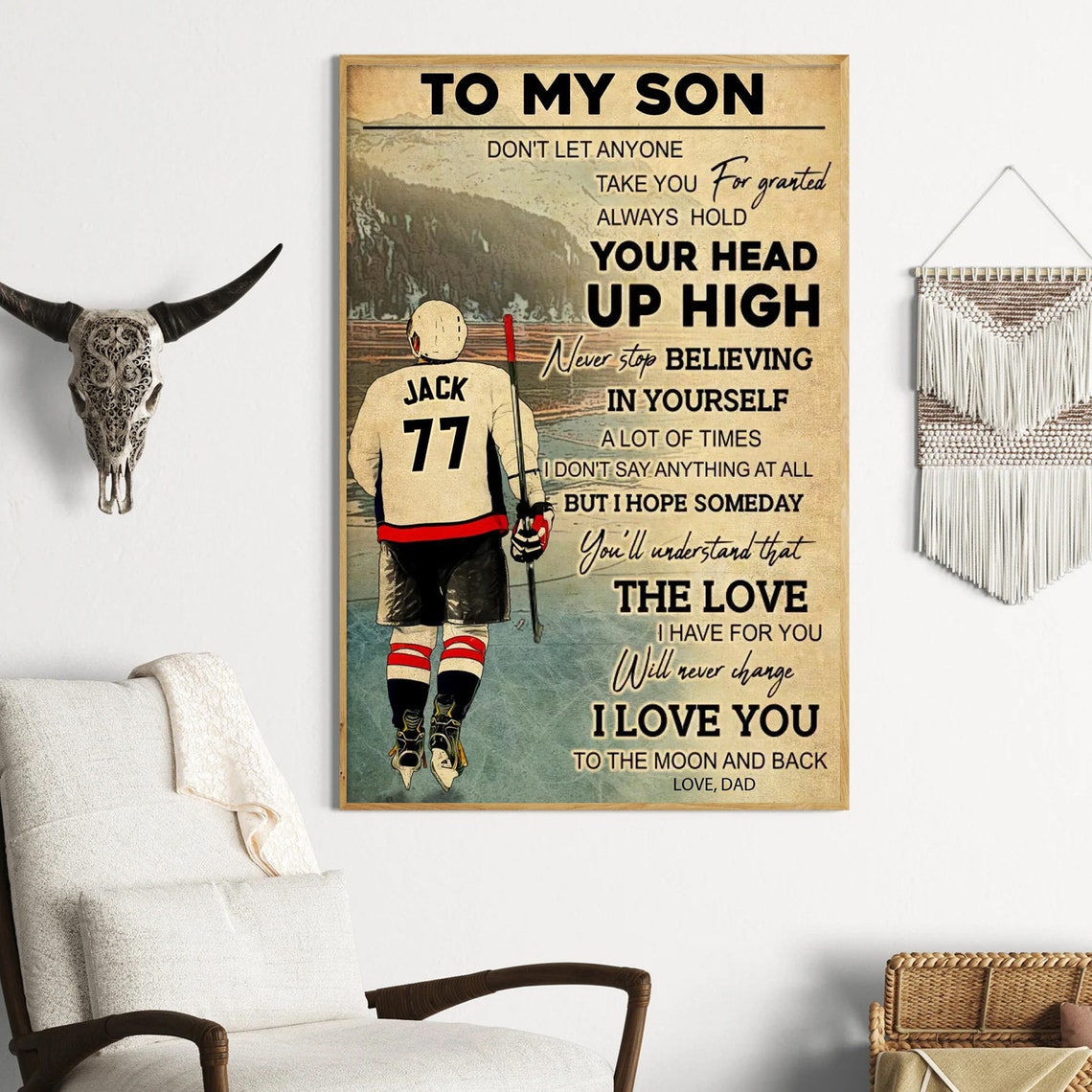 Personalized Ice Hockey Poster Hockey Gifts Gifts For Hockey Players Sport Gifts For Son - Image 4