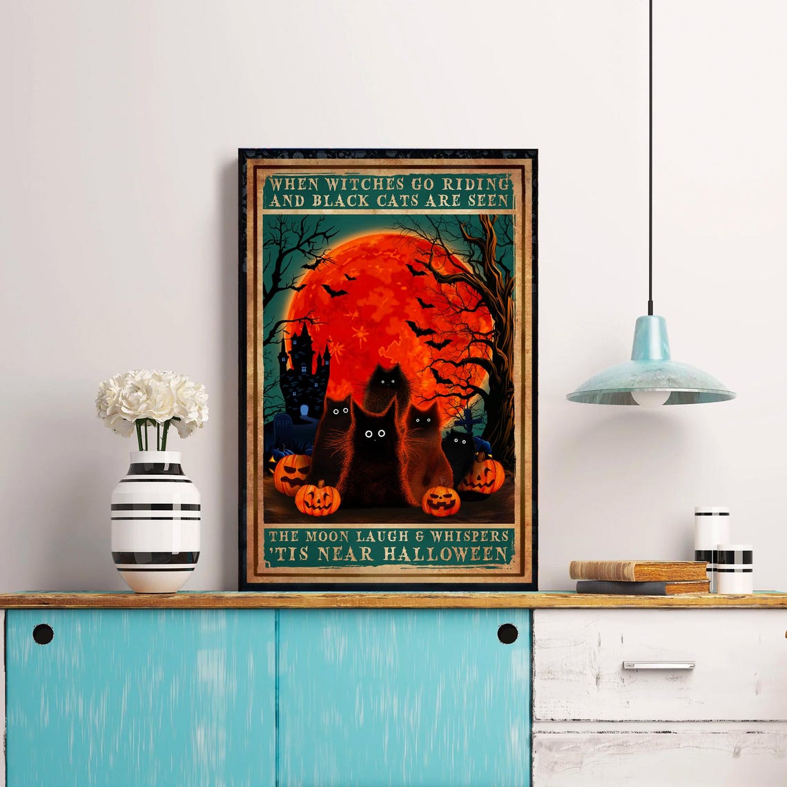 When Witches Go Riding Black Cats Halloween Night Moon Poster - Image 4