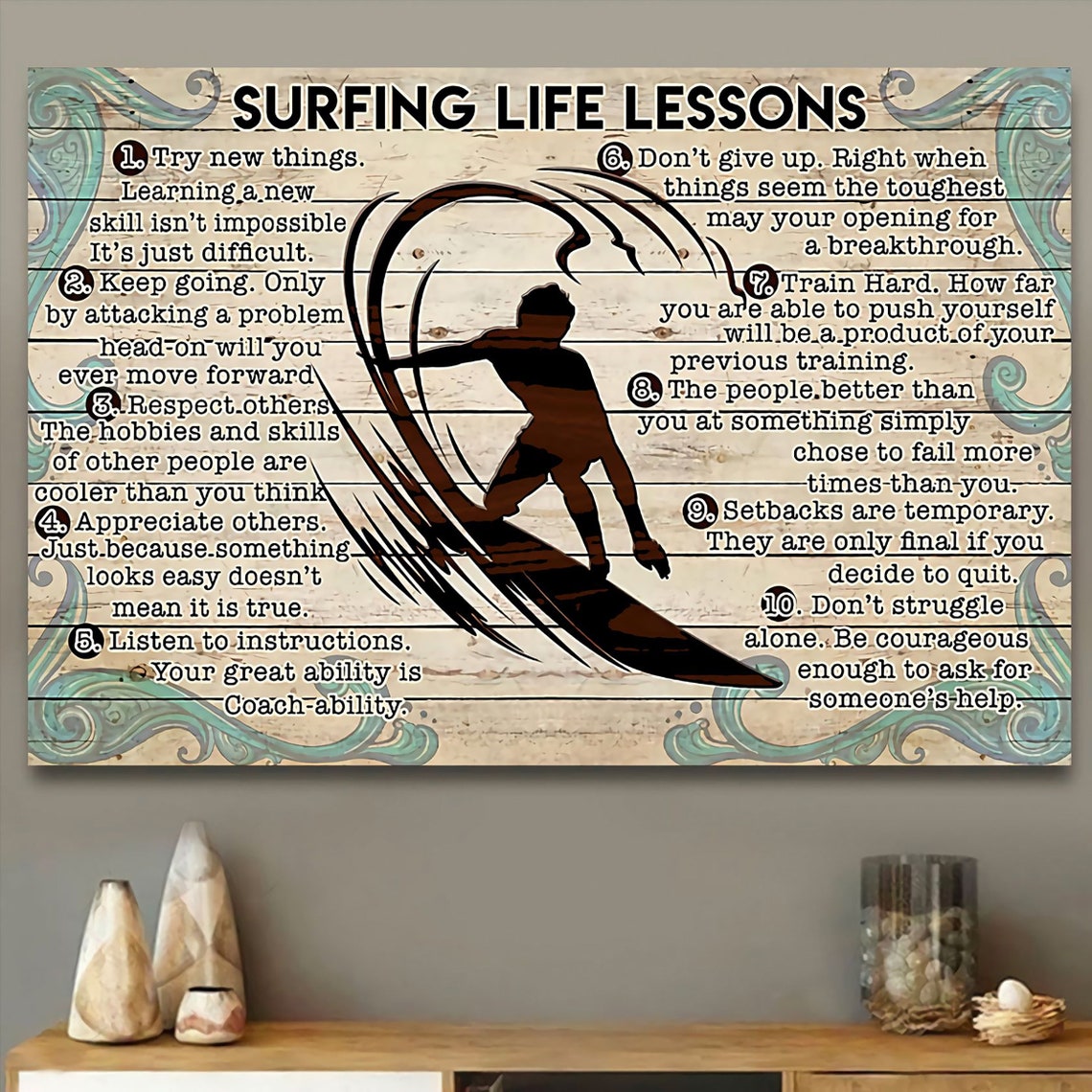 Surfring Life Lessons, Vintage Poster - Image 3