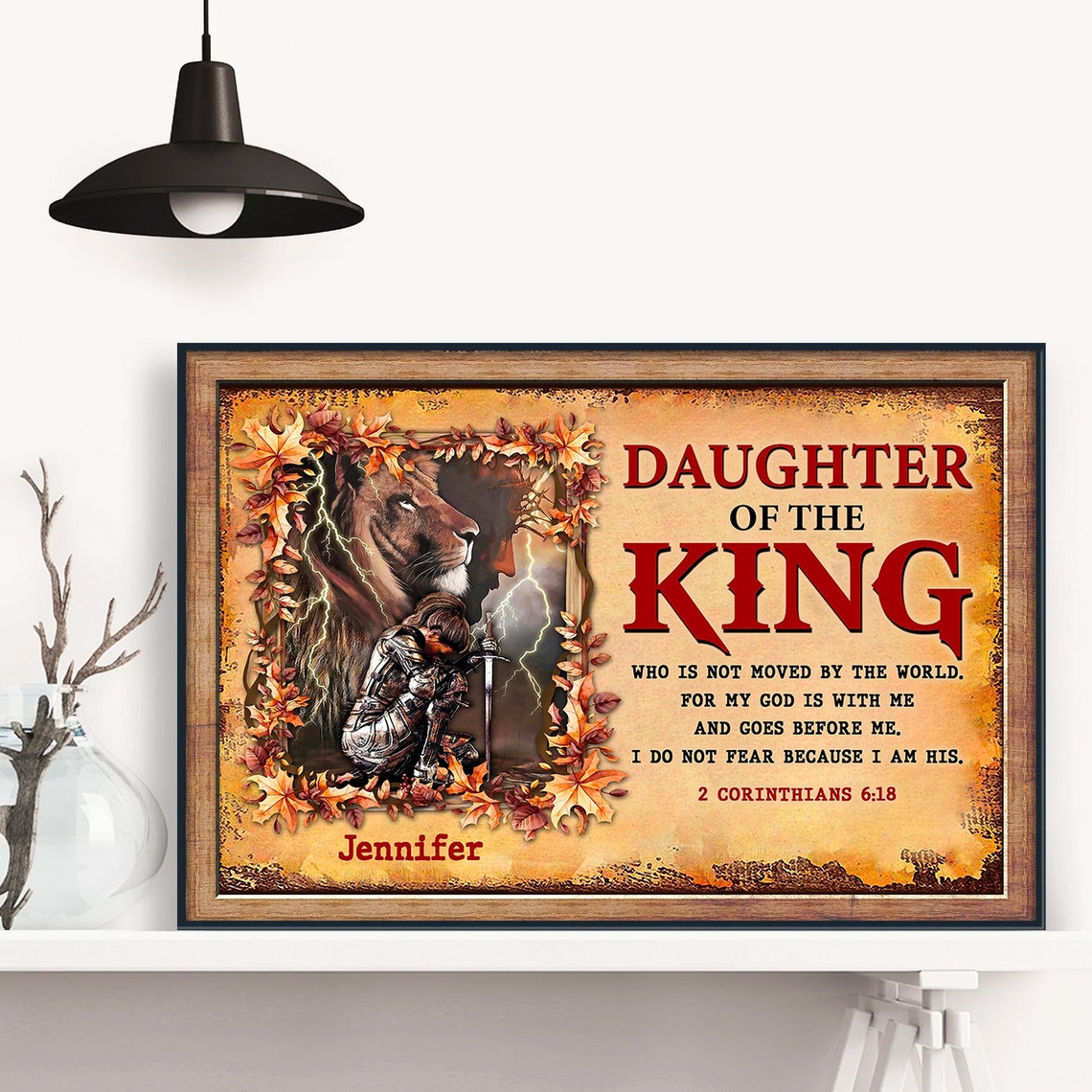 Daughter Of The King Bible Verse Lion Warrior Religious Poster - Image 3