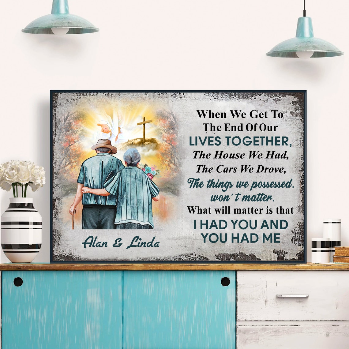 Christian Old Couple Heaven Gates Lives Together Love Poster