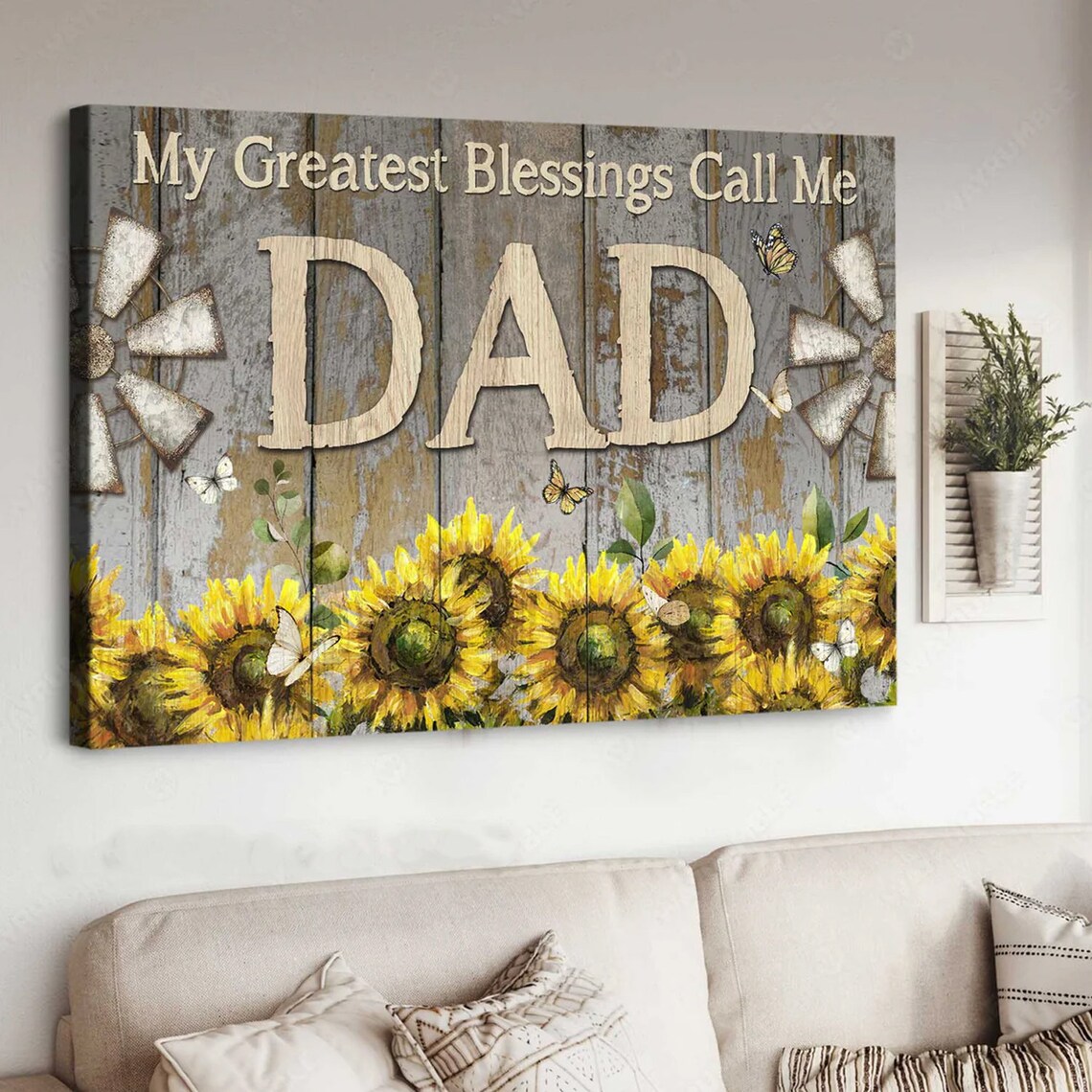 My Greatest Blessings Call Me Dad Sunflower Farmhouse Poster - Image 4