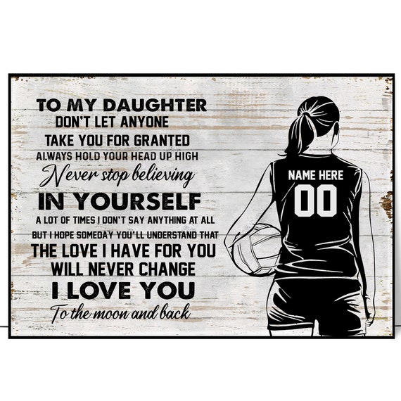 Personalized Volleyball Poster To My Daughter Wall Art Custom Name Number Home Decor For Daughter From Mom Dad Birthday Gift