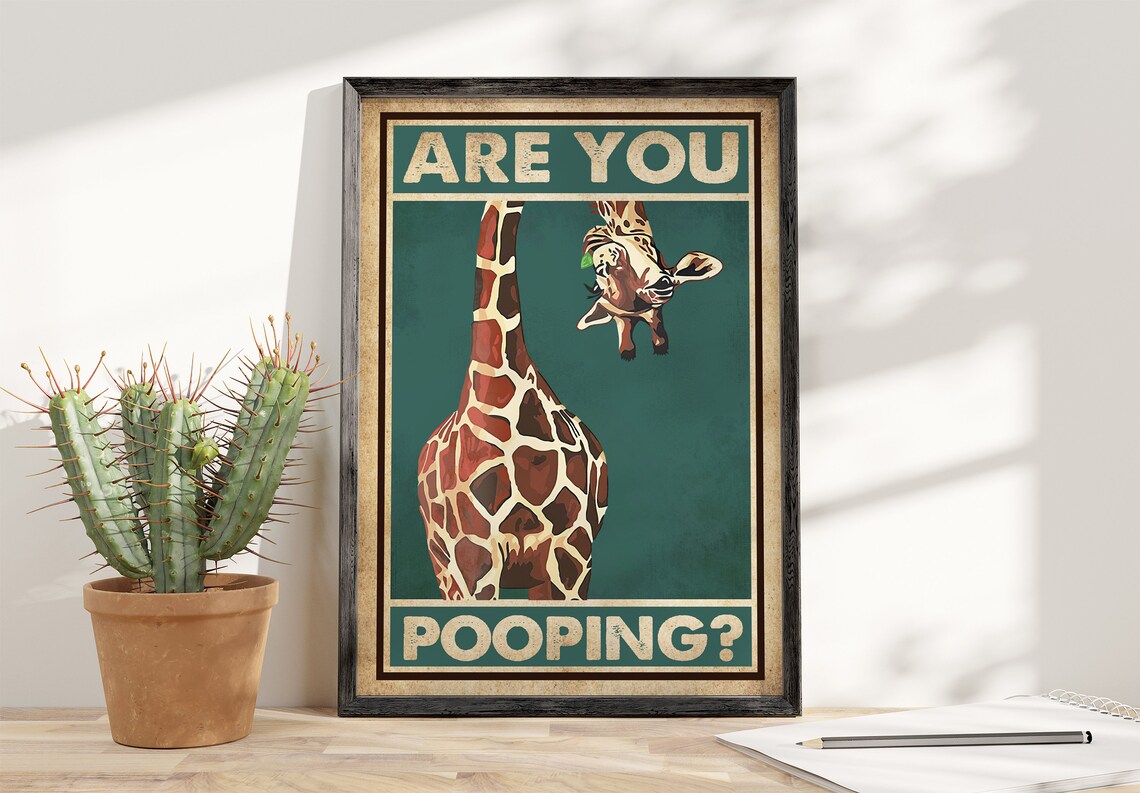 Giraffe Are You Pooping, Bathroom Toilet Decor