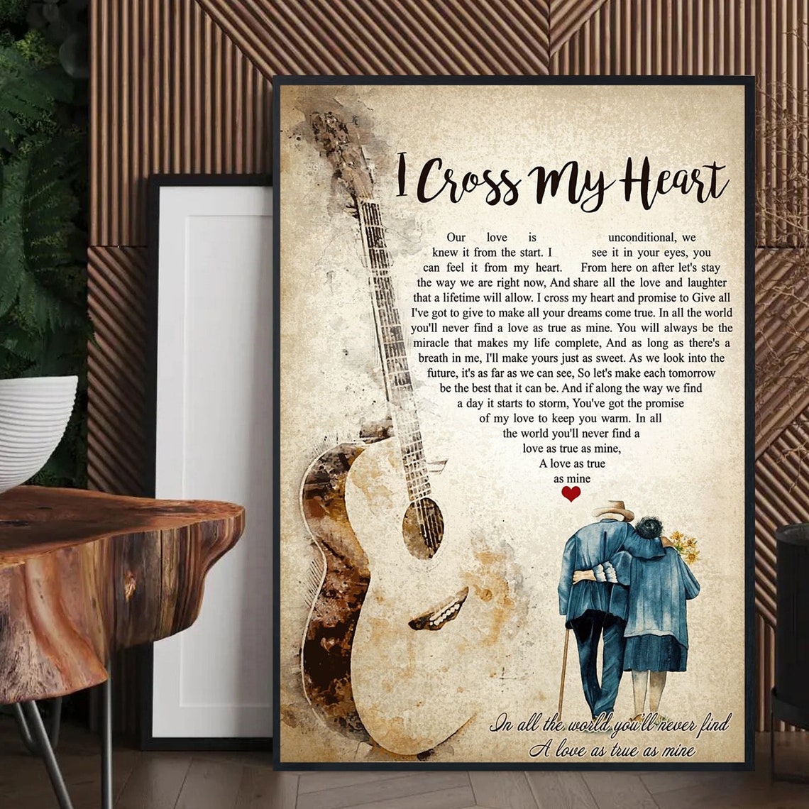 I Cross My Heart Country Song Lyrics Wedding Gift Poster Art - Image 2