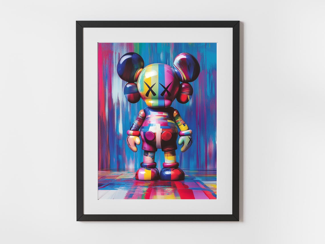 Rainbow Pop Art Character Figurine Colorful Abstract Modern Poster