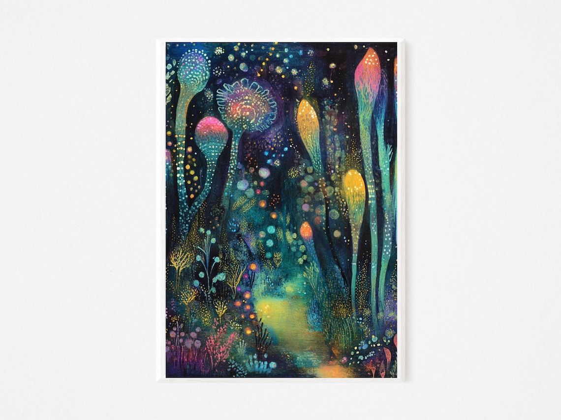 Enchanted Awakening Fantasy Garden Colorful Nature Art Poster