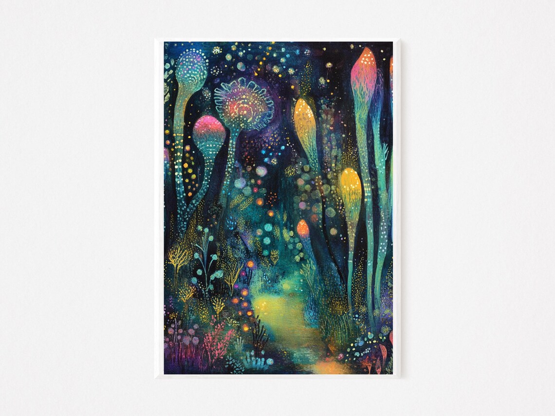 Whimsical Mental Wellness Wall Art Enchanted Awakening Inspirational Print Colorful Healing Decor