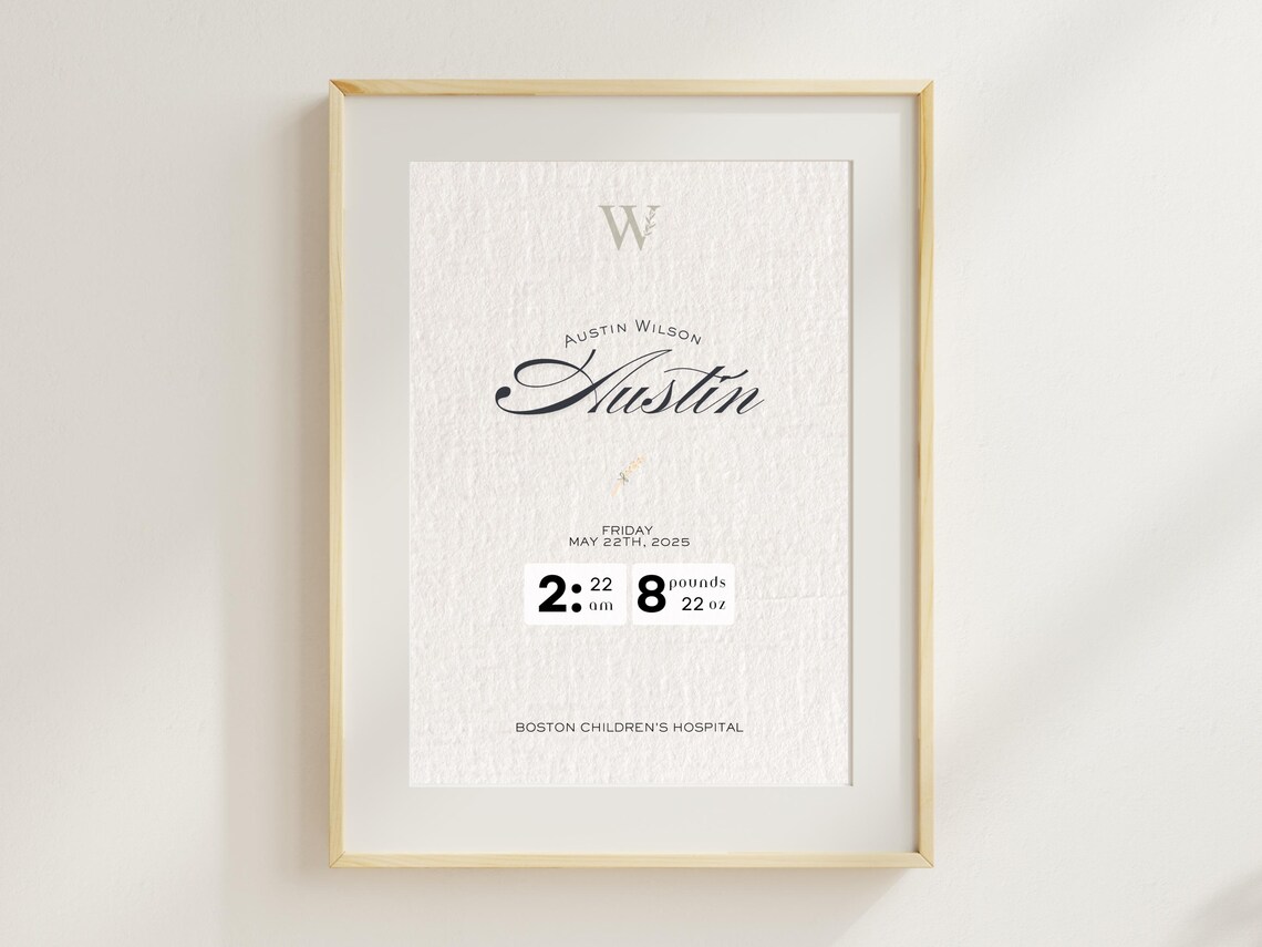 Custom Baby Birth Stats Personalized Nursery Name Art Poster