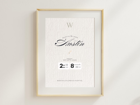Custom Baby Birth Stats Personalized Nursery Name Art Poster