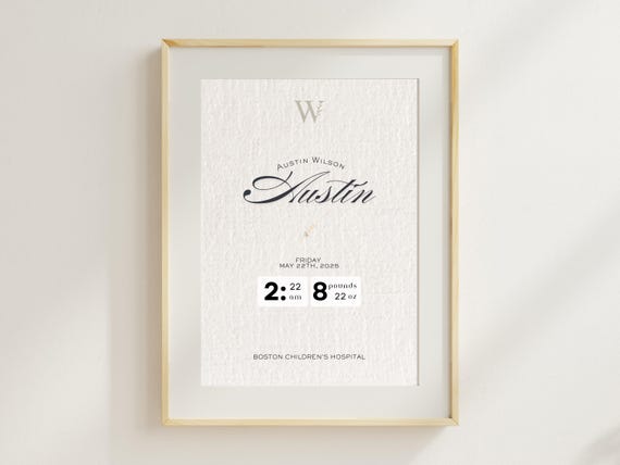 Custom Baby Birth Stats Print Personalized Name Wall Art For Nursery Pastel Sage Beige Blush Textured New Grandma Grandpa Gift