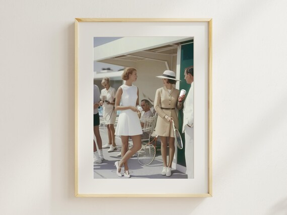 Tennis Club Friends with Rackets Vintage Old Money Summer Style Poster