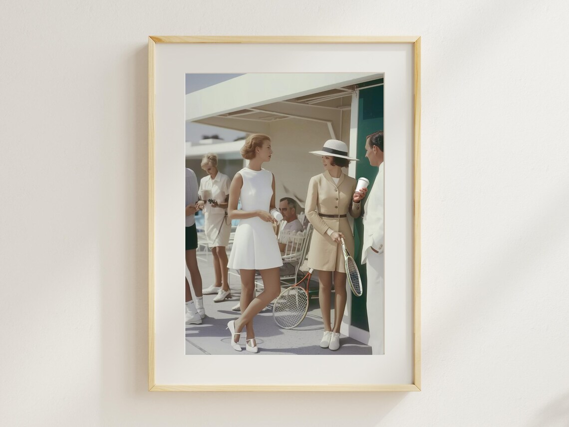 Tennis Club Friends with Rackets Vintage Old Money Summer Style Poster