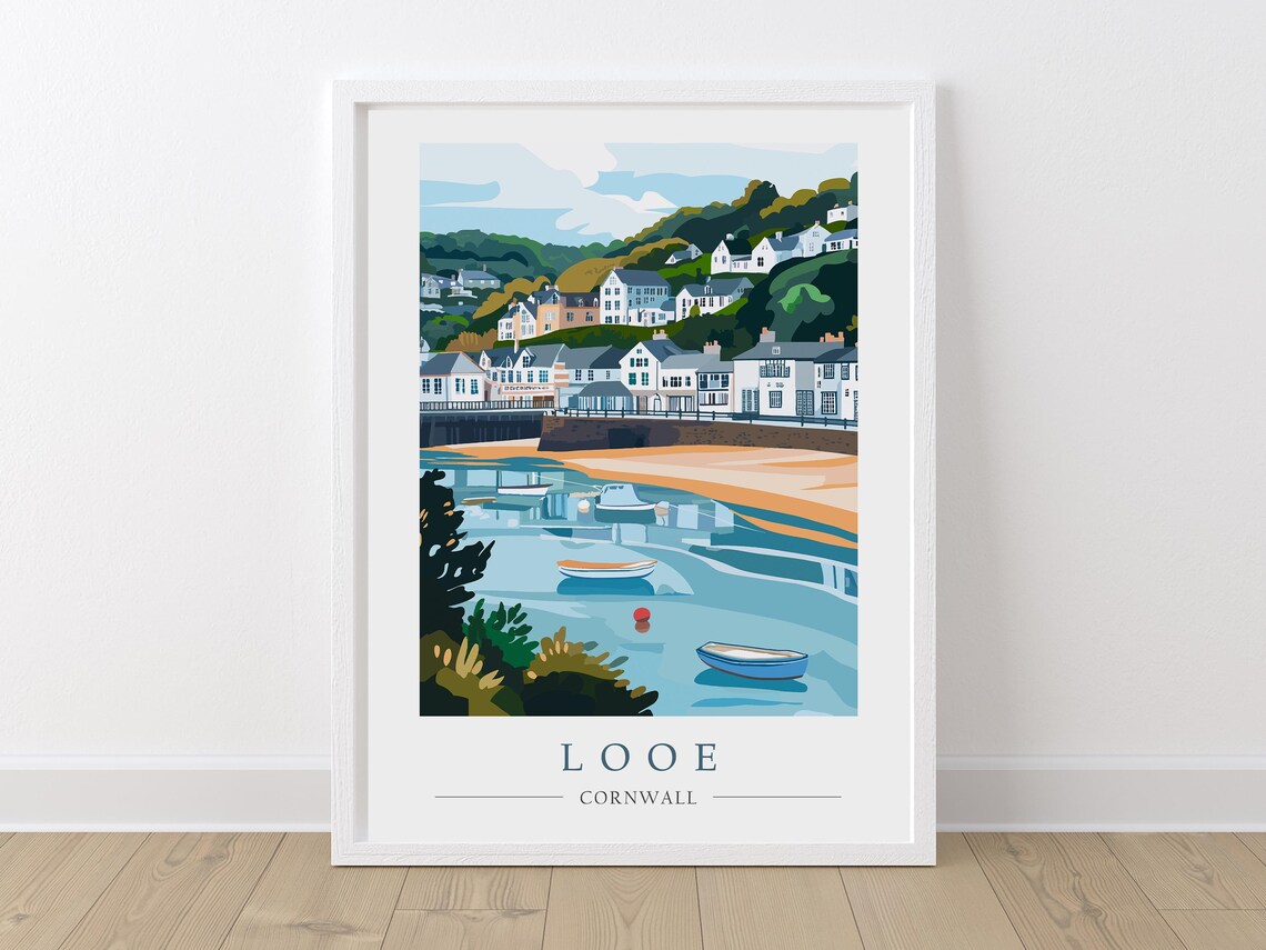 Looe Cornwall Travel Poster, Cornish Town Wall Art - Image 2