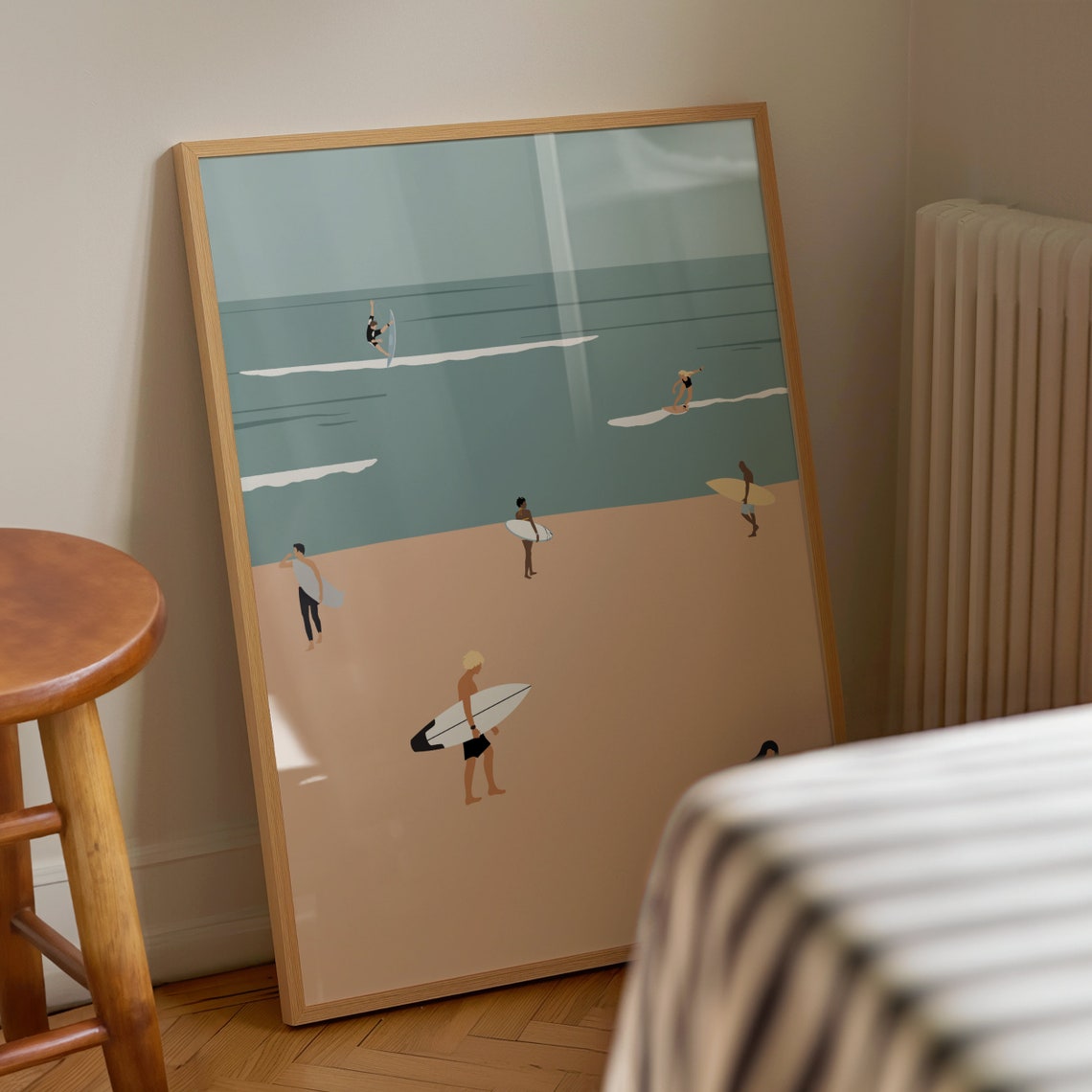 Surfers Beach Waves Minimalist Surf Day Pastel Ocean Art Poster - Image 4