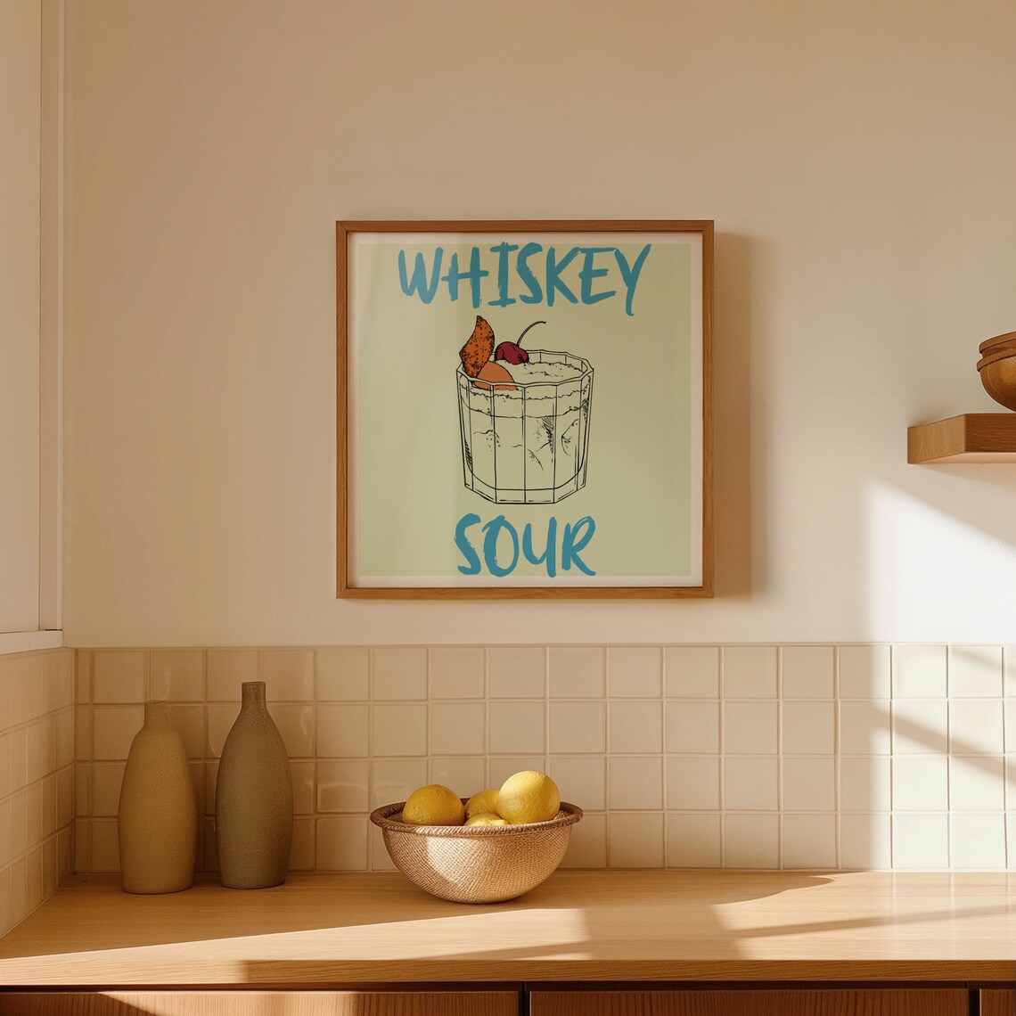 Whiskey Sour Cocktail Rocks Glass Retro Pop Art Bar Cart Decor Poster - Image 2