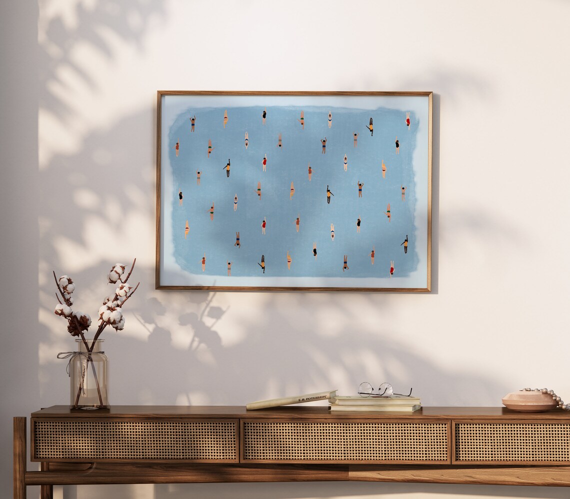 Swimming in Watercolor Print, Minimalist Pool Art - Image 3