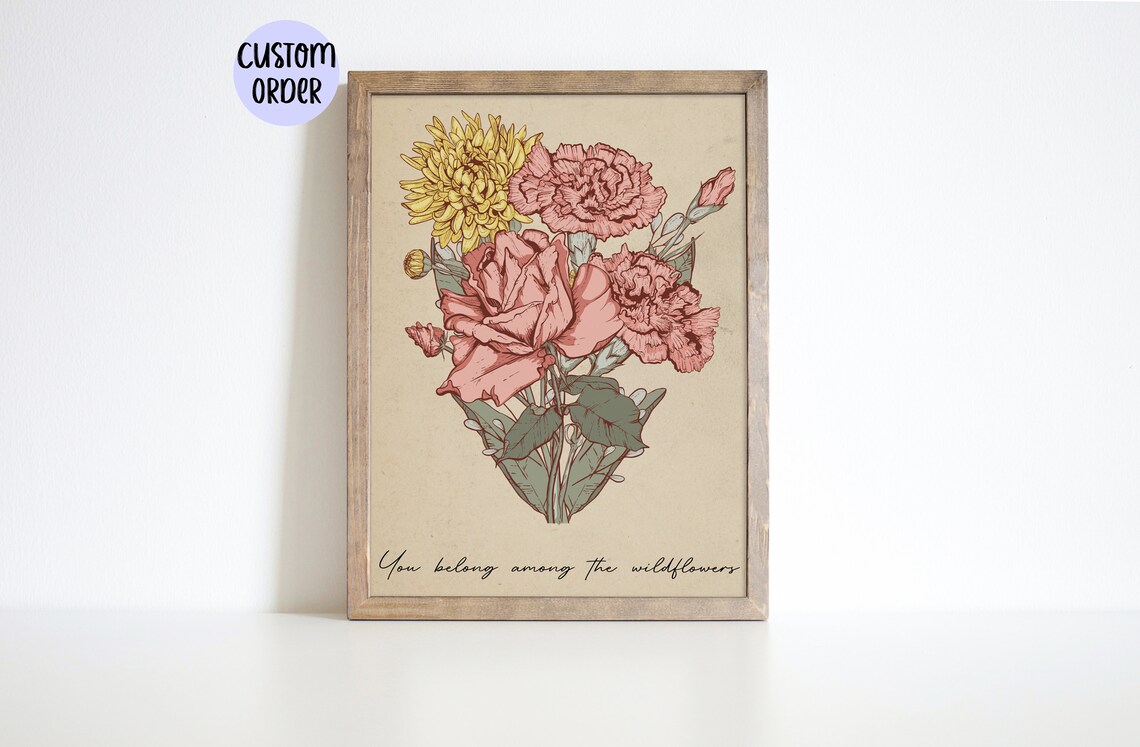 Grandma Birth Flower Bouquet Personalized Garden Art Print - Image 4