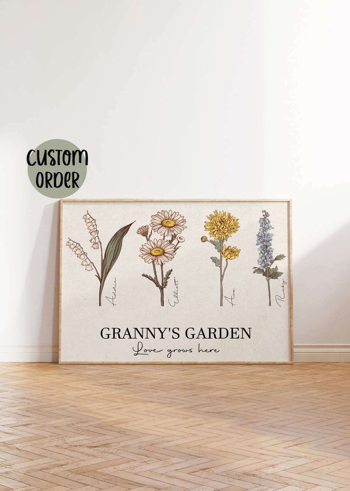 Grandmas Garden Birth Flower Personalized Art Print - Image 4