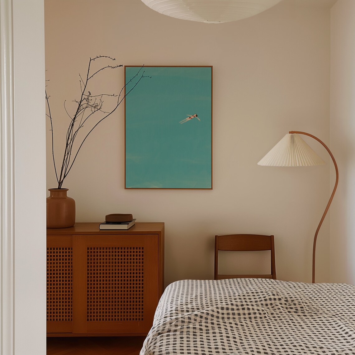 Girl Floating In Pool Minimalist Wall Art Print - Image 2