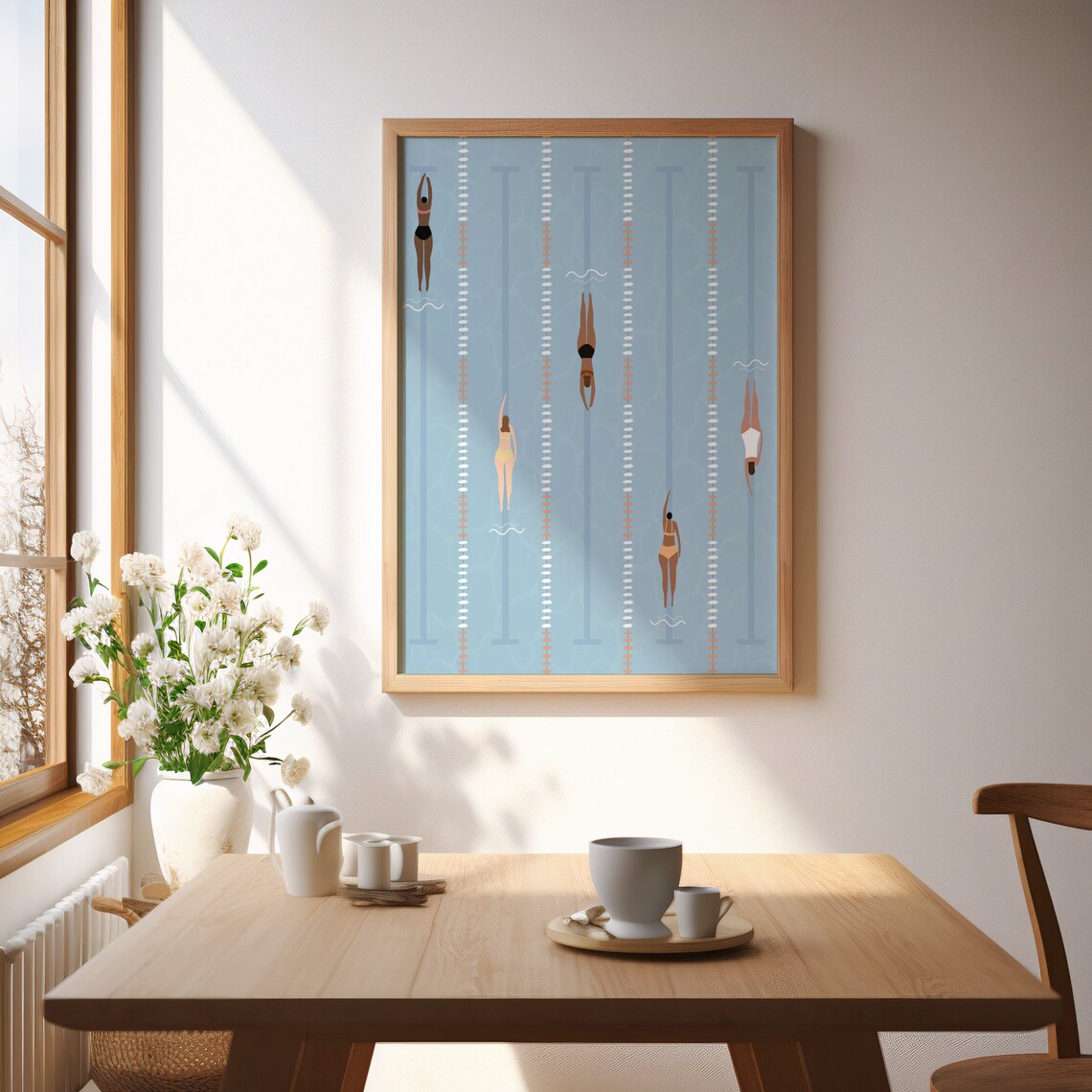 Tiny Swimmers Minimalist Summer Beach House Art Print - Image 2