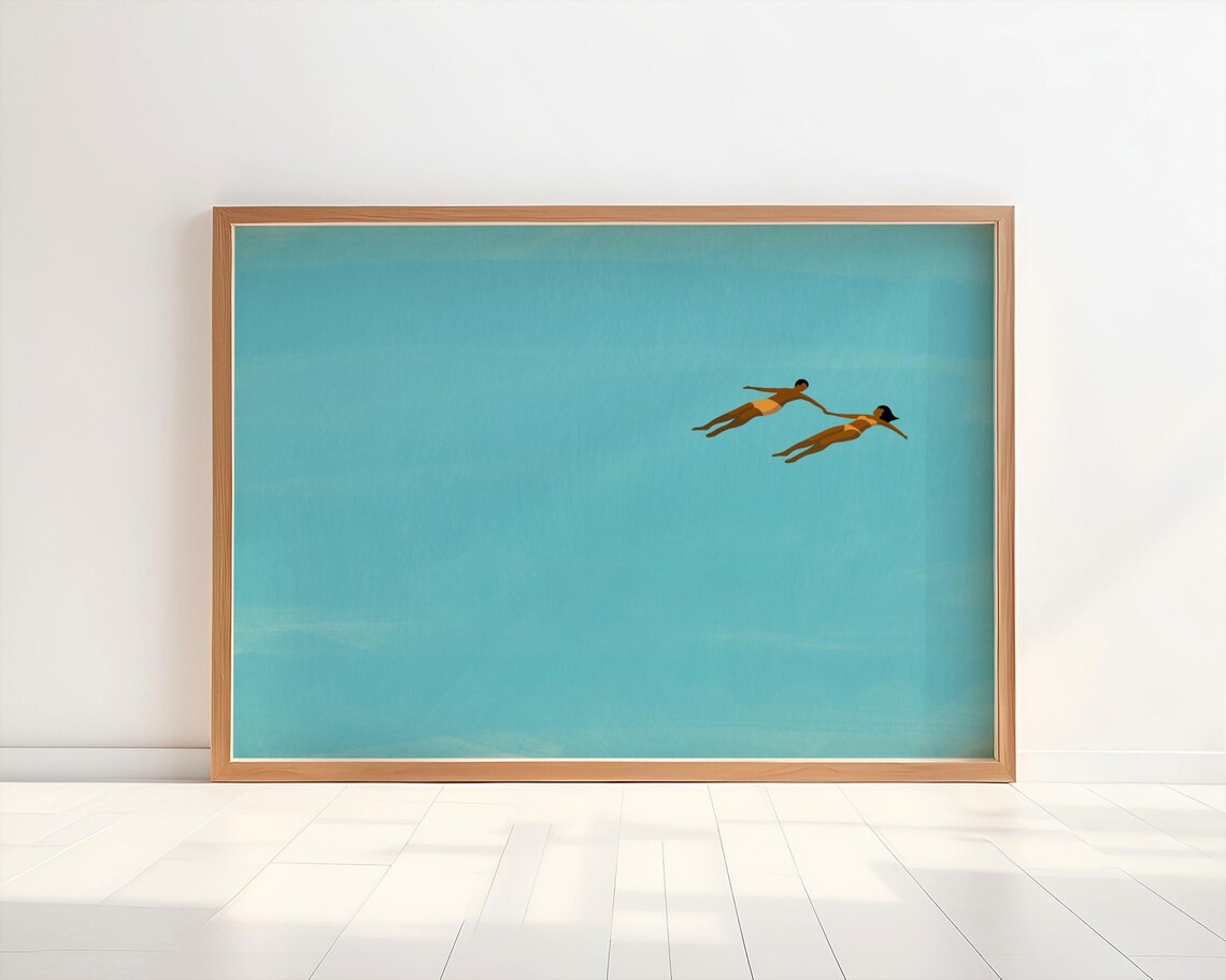 Man And Woman Floating In Pool, Summer Swim Poster - Image 4