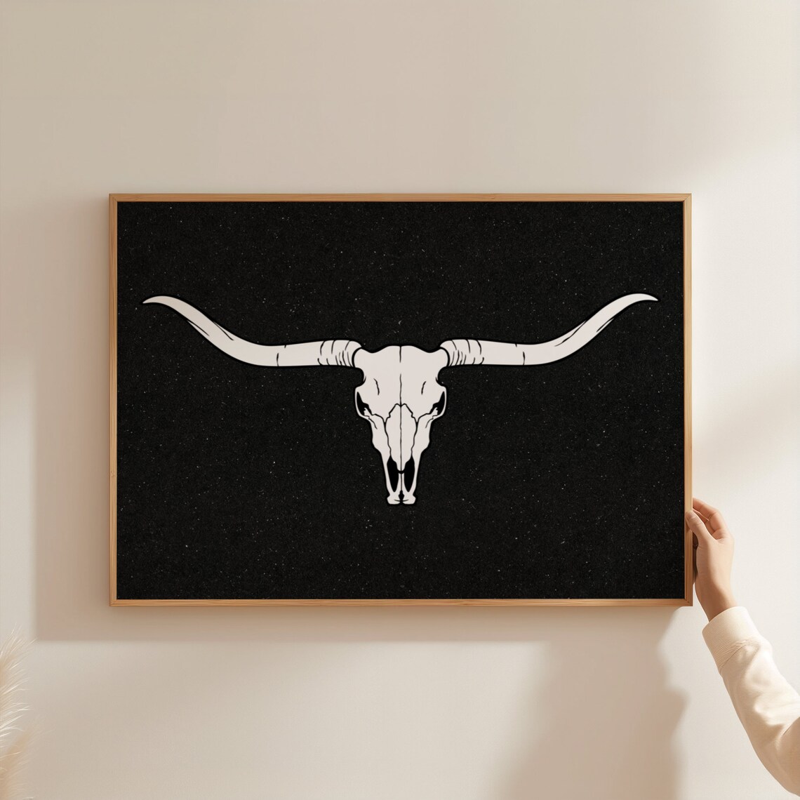 Long Horn Skull Black And White Southwestern Art Print