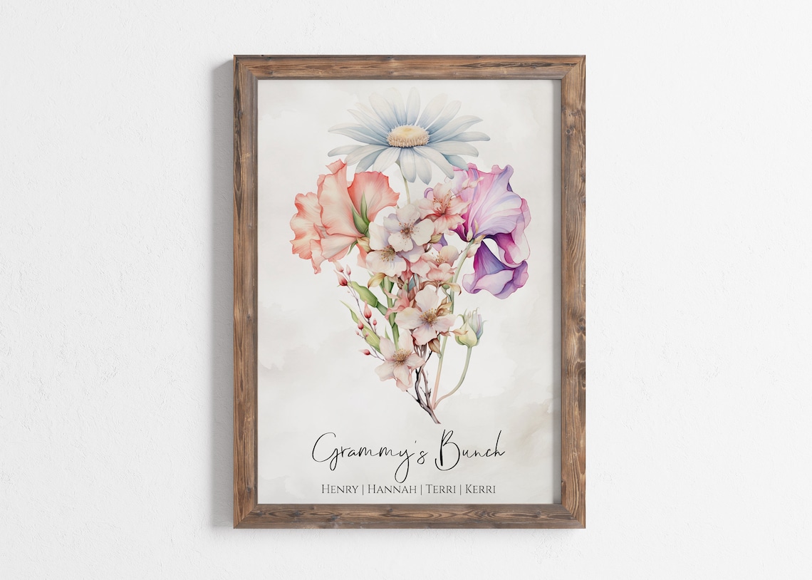 Birth Flower Bouquet Personalized Garden Art Print - Image 4