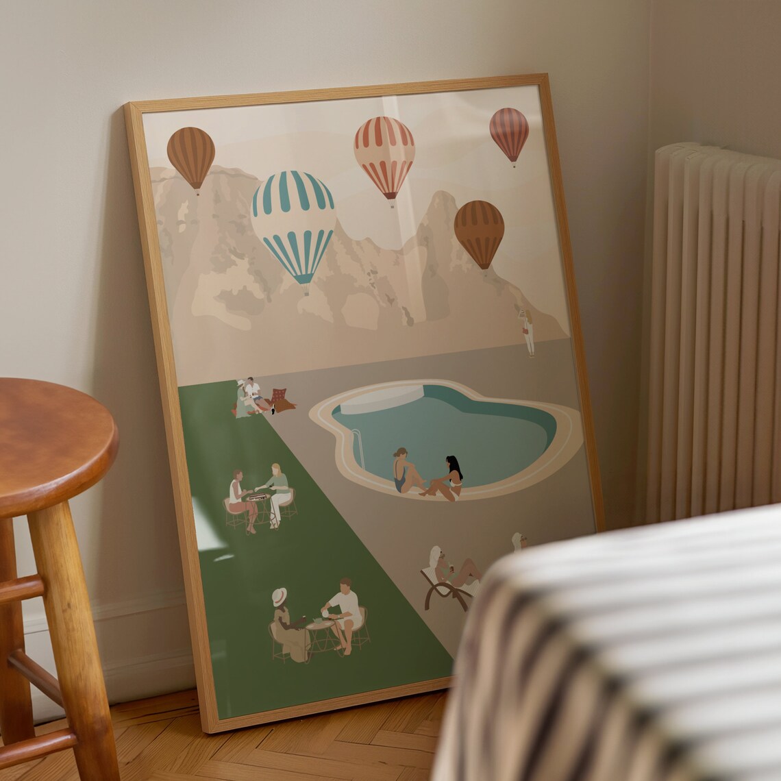 Hot Air Balloons Resort Pool Desert Minimalist Travel Art Poster - Image 4