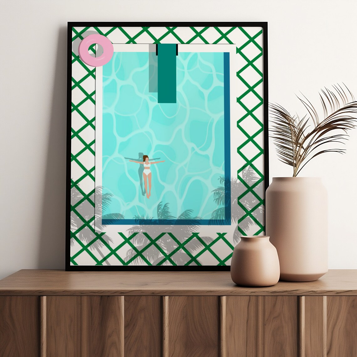 Girl In Pool Swimming Art Print, Kids Room Decor - Image 4