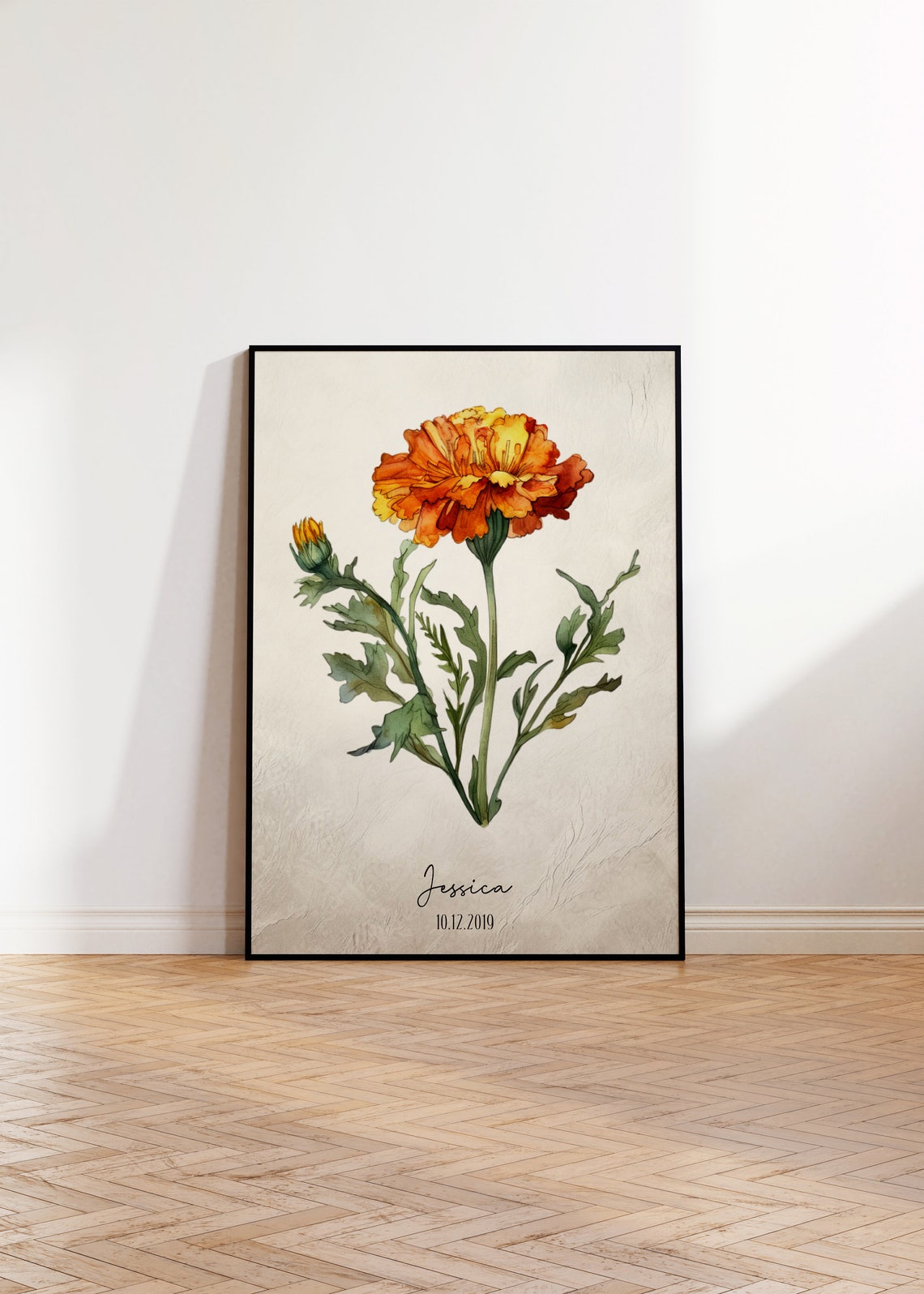 Hannah Personalized White Daisy Botanical Vintage Floral Poster - Image 2