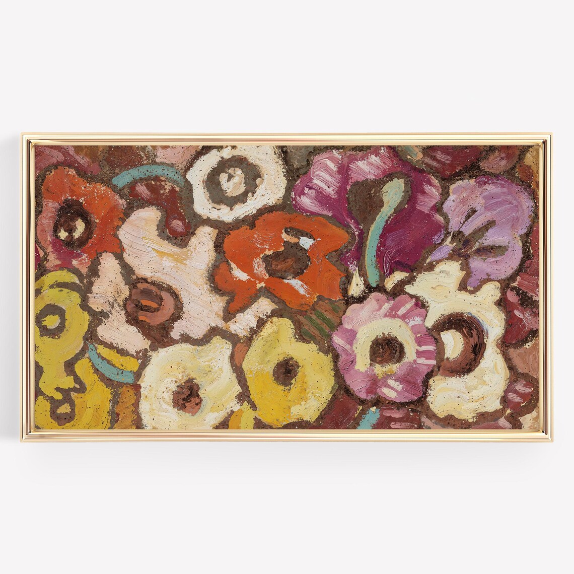 Bold Colorful Wildflower Blooms Textured Abstract Botanical Wall Art - Image 4